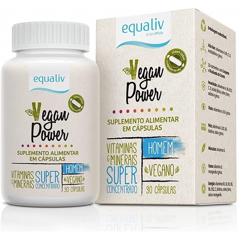 Foto Vegan Power Homem (30 Cápsulas) - Equaliv