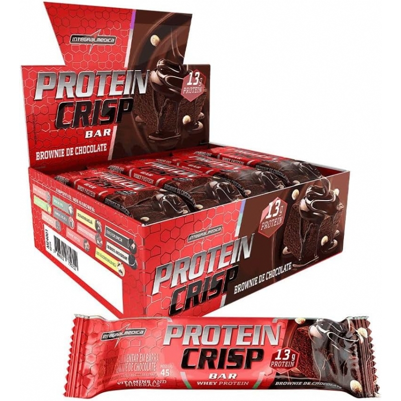 Foto Protein Crisp Bar CAIXA 12 UNIDADES  Brownie de Chocolate - IntegralMédica