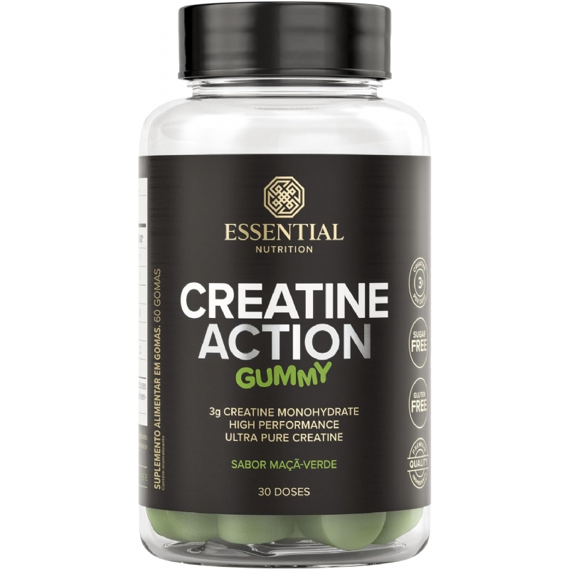 Foto Creatina Creatine Action Gummy sabor Maçã Verde - Essential Nutrition