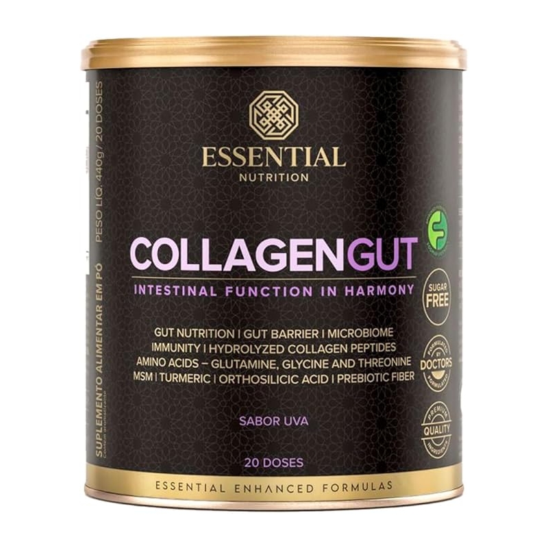 Foto Collagen Gut 440g Uva Essential Nutrition Colágeno em Pó Sabor Uva