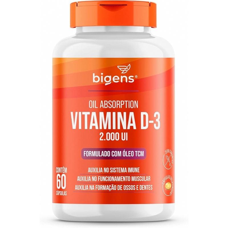 Foto Vitamina D3 2000ui, Softgel, Em Óleo Tcm (mct), 60 Cápsulas Bigens