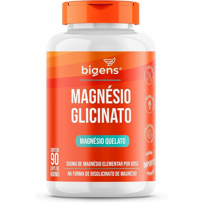 Foto Bigens Magnésio Glicinato, Magnésio Glicina, 90 Cápsulas, Suplemento Mineral