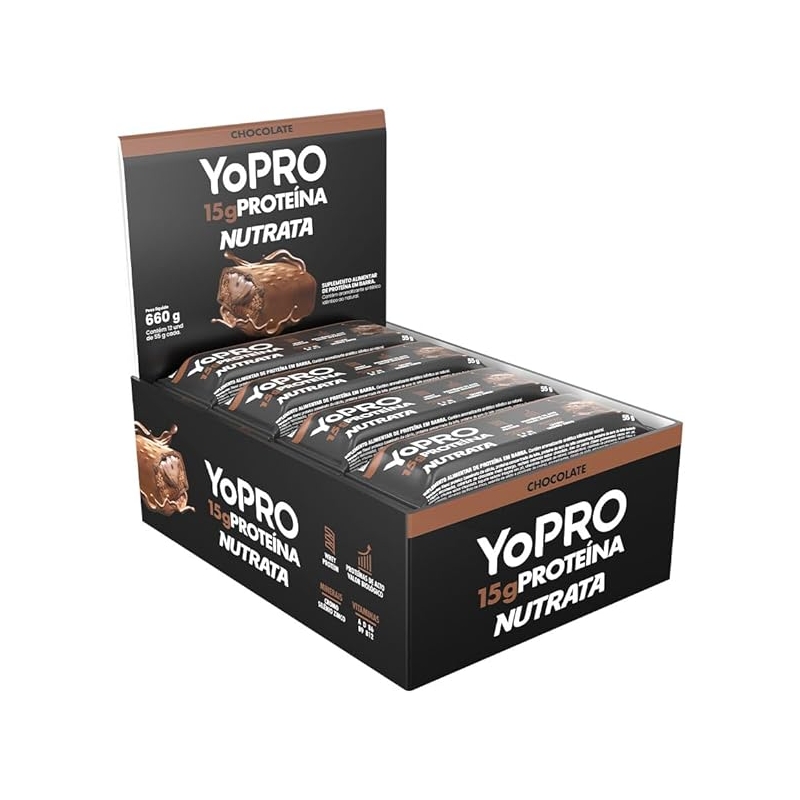 Foto NUTRATA YOPRO 55G DISPLAY C/ 12 BARRAS - CHOCOLATE