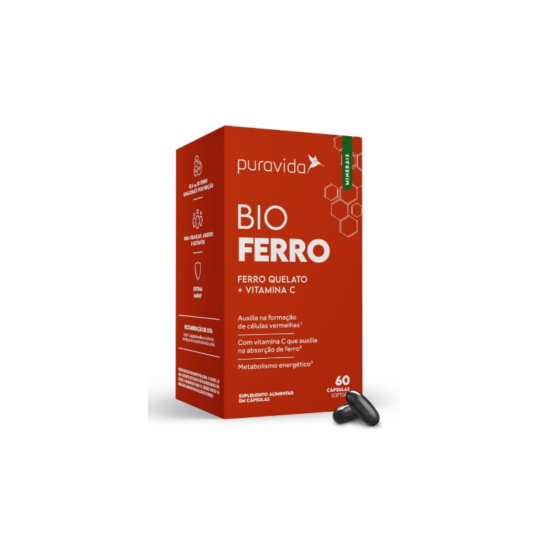 Foto Puravida Vitaminas Bio Ferro Quelato Bisglicinato + Vitamina C 60 Cápsulas
