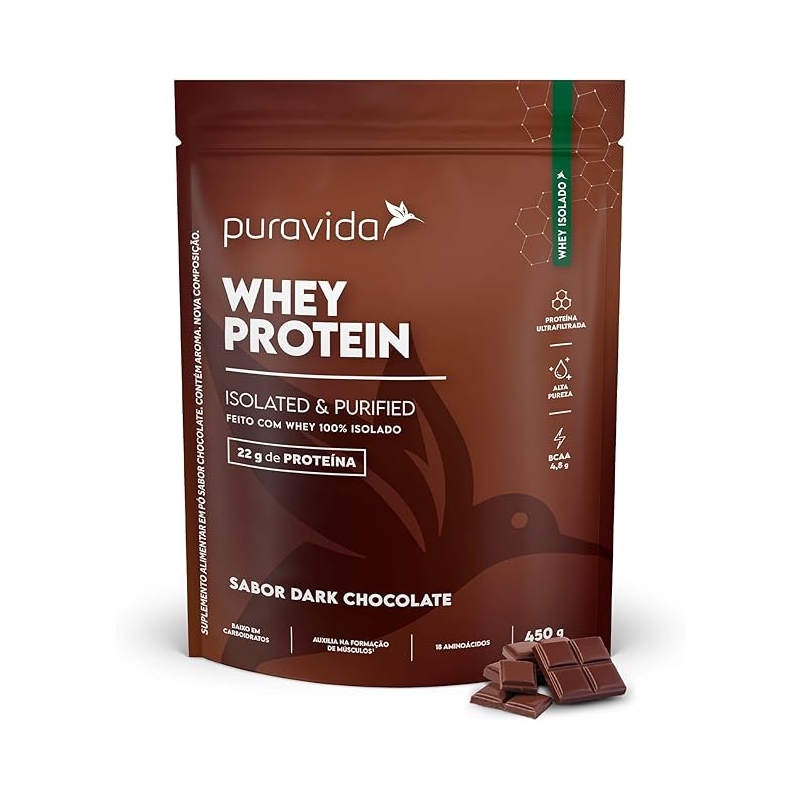 Foto Puravida Proteínas Whey Protein Isolado Dark Chocolate 450g