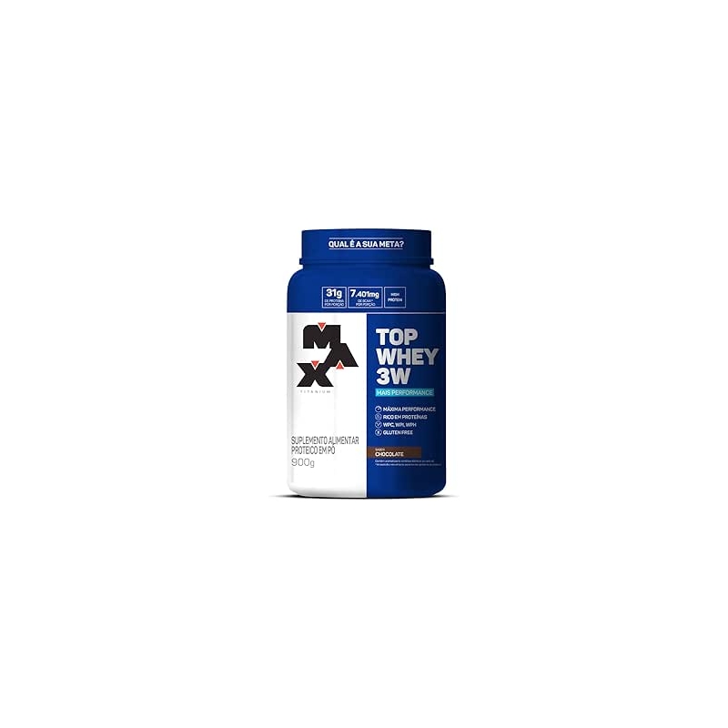 Foto Top Whey 3W (900g) - Sabor Mais Performance - Chocolate, Max Titanium