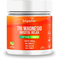 Foto Bigens Tri Magnésio (Dimalato, Quelato, Taurato) Inositol 2000mg Relax com Triptofano e Vitamina B6, 180g, Sabor Limão, 30 Porções
