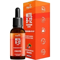 Foto Metil B-12 Vegan vitamin gotas liquida, Metilcobalamina 413% VD, sabor frutas vermelhas, 20mL, Bigens