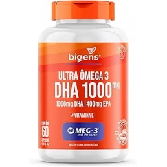 Foto Ultra Omega 3, DHA 1000mg, 400mg EPA, com vitamina E, Certificado MEG-3, 60 Cápsulas, Bigens