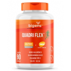 Foto Quadri Flex, Colágeno tipo 2, NEM® (GlucosaCondroitin), Hialurônico, M.S.M, Cálcio, 90 Caps, Bigens