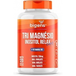 Foto Tri Magnésio (dimalato, quelato e taurato) Inositol Relax CAPS, Vitamina B6, 120 Cápsulas, Bigens