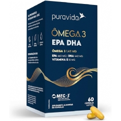 Foto Puravida Suplemento alimentar Ômega 3 EPA DHA 60 cápsulas