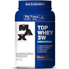 Foto Top Whey 3W (900g) - Sabor Mais Performance - Chocolate, Max Titanium